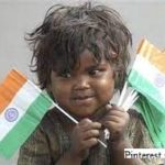 Poor child with Indian flag